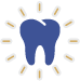 Animated tooth surrounded by lines representing knocked out tooth