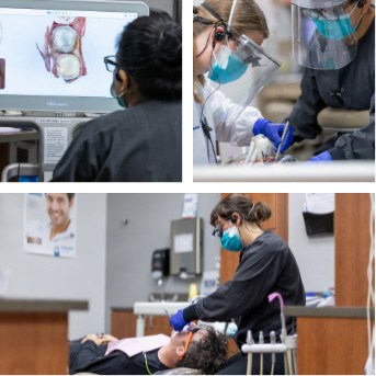 Three images of Tulsa dentistry team members treating dental patients
