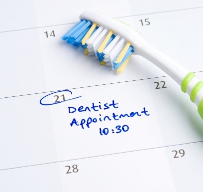 Dentist appointment for oral cancer screening noted on calendar