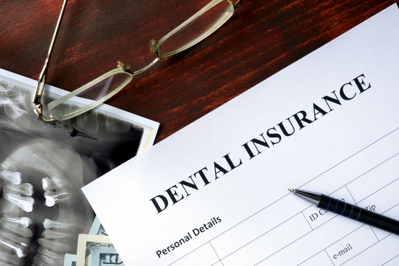 A closeup of a dental insurance form